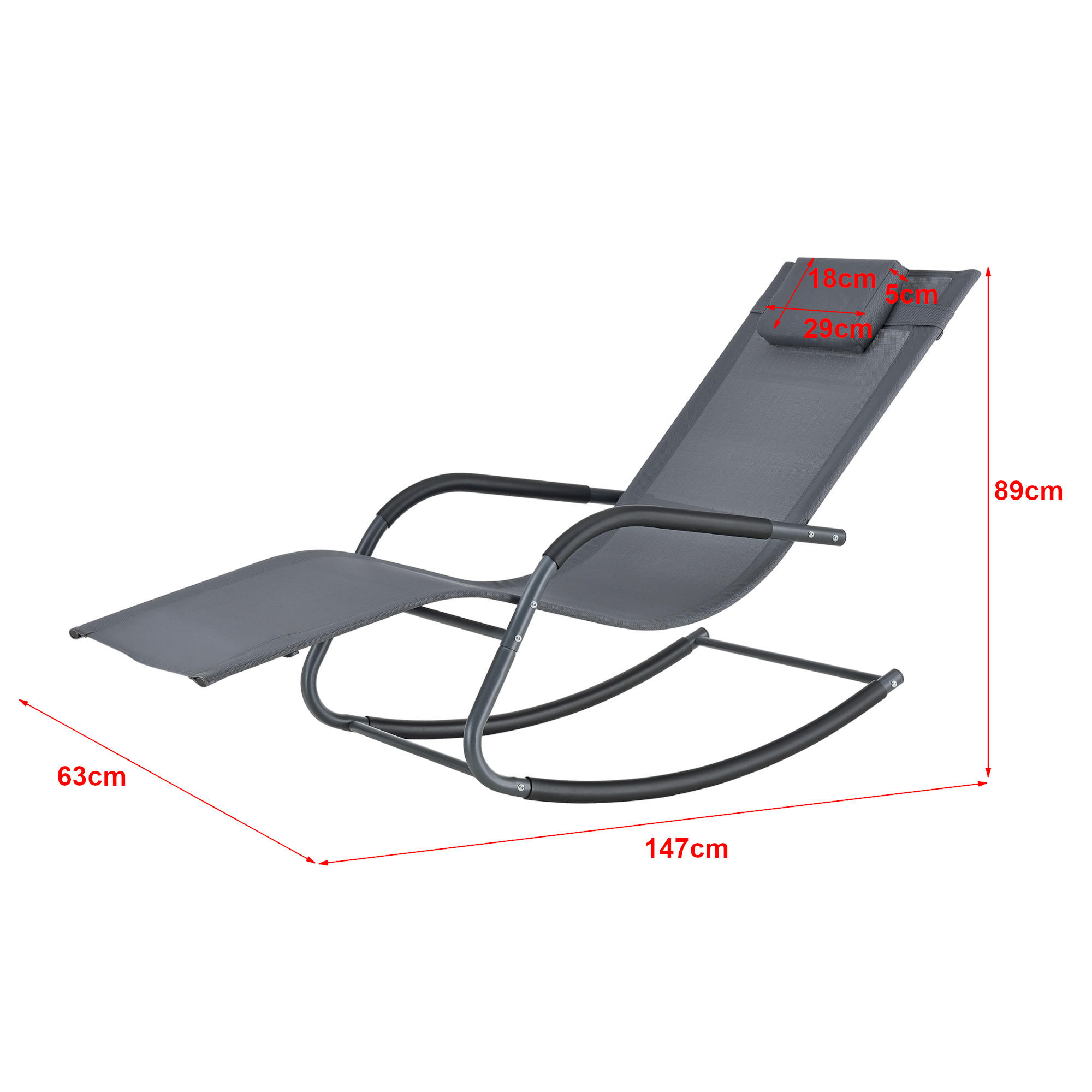 SCHAUKELLIEGE Caracena - Dunkelgrau, Metall (147/89/63cm) - [en.casa]