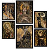 POSTER Set Mit 6 Tarotkarten Arcana Schwarz & Goldfarben A3 & A4 Schwarzer Rahmen - Schwarz, Papier (29/3cm) - Nacnic