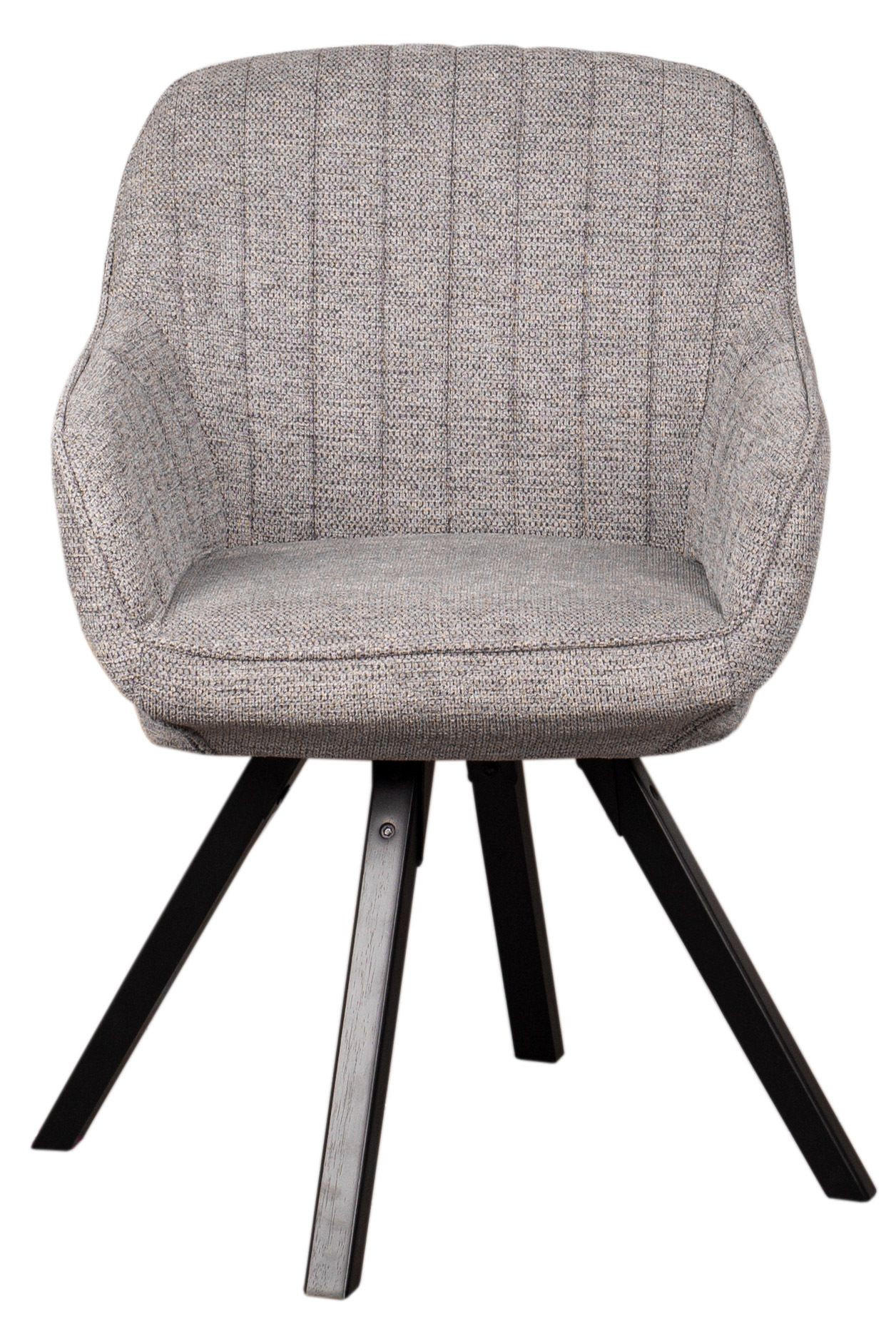DININGSESSEL Matera - drehbar - hellgrau - Hellgrau/Schwarz, Textil/Metall (59/84/61cm) - bene living