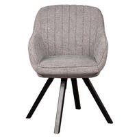 DININGSESSEL Matera - drehbar - hellgrau - Hellgrau/Schwarz, Textil/Metall (59/84/61cm) - bene living
