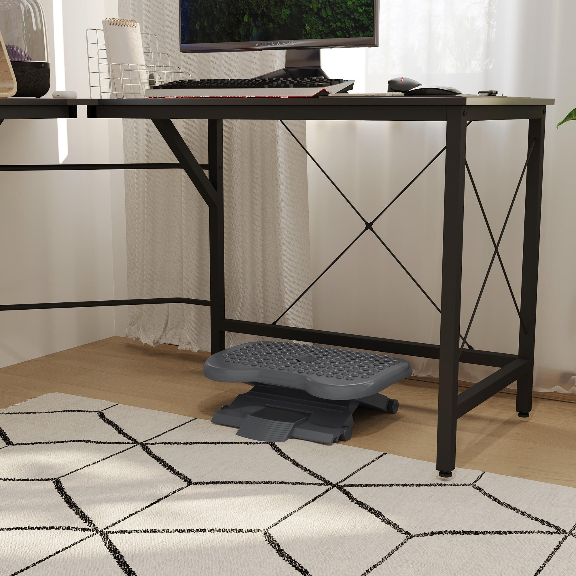 ERGONOMISCH Fußstütze Fußablage Fuß Stütze Relax Büro Neigung Höhe verstellbar - Dunkelgrau, Kunststoff (35/17/46cm) - HOMCOM