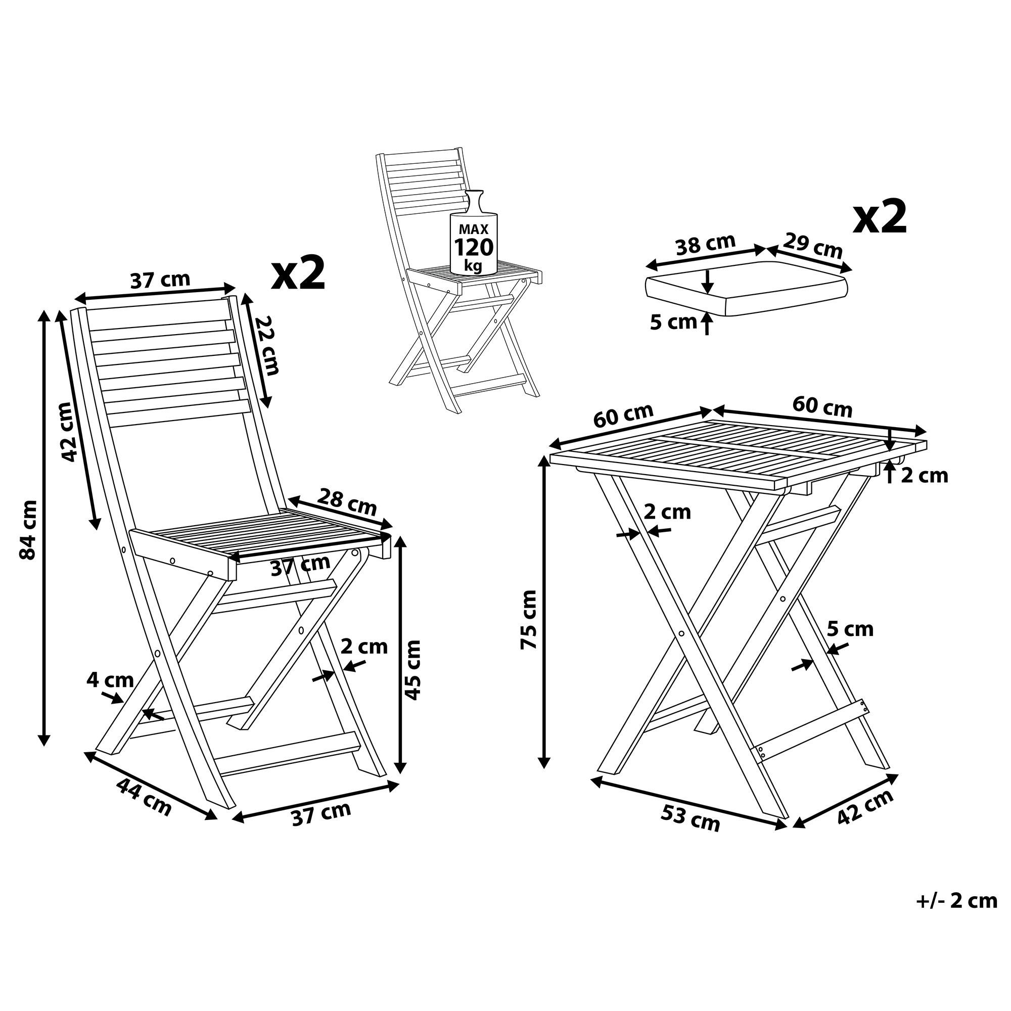 Thumbnail - Beliani Balkonset, Hellbraun, Grün, Weiß, Holz, 2-Sitzer, Balkonmöbel, Balkonmöbel-Sets