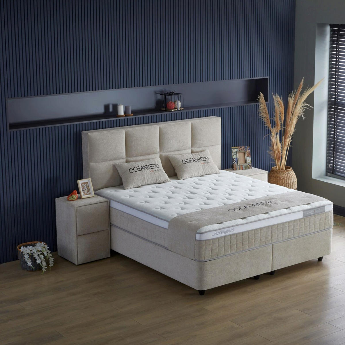 BOXBETT Ocean Bett mit Matratze 100x200 - Beige, Holz (100/200cm)