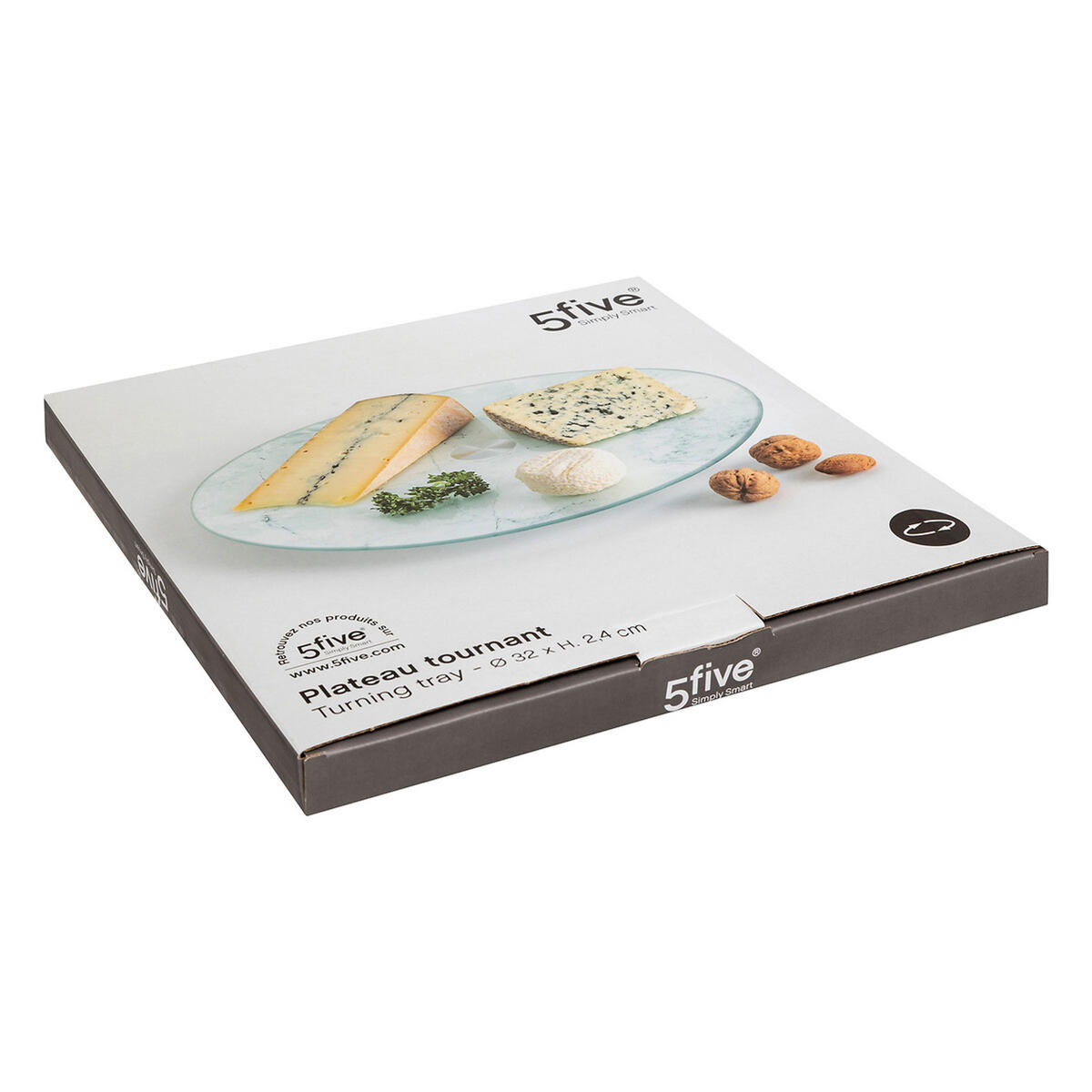 GLASPLATTE mit Marmoreffekt Weiß 31,9/31,9/2,5 cm - Weiß, Glas (31.9/2.5/31.9cm) - 5five Simply Smart