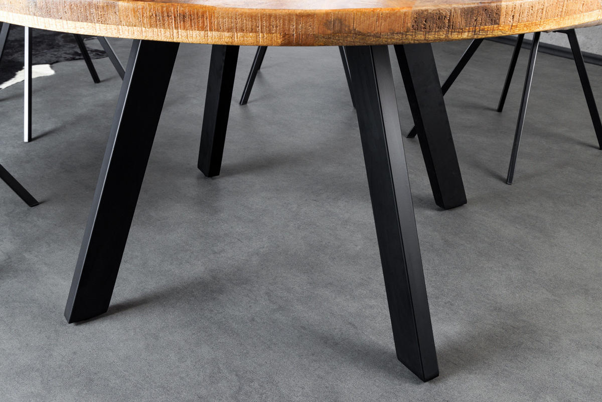 ESSTISCH IRON CRAFT Mango Natur 140 cm - Schwarz/Naturfarben, Holz/Metall (140/140/76cm) - riess-ambiente