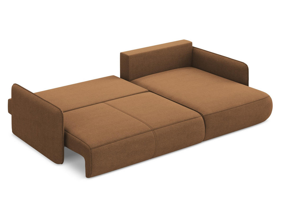 ECKSOFA mit Schlaffunktion Strukturstoff Stoff Orange - Terra cotta/Schwarz, Kunststoff/Textil (240/148cm) - Makamii