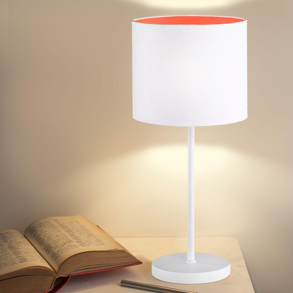 TISCHLEUCHTE Textil Weiß Orange - Weiß, Textil (22/22/48cm) - Wofi