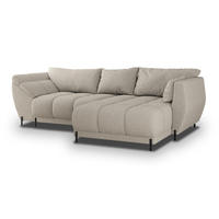 ECKSOFA VESTANO R-S Beige Boucle-Stoff mit Schlaffunktion - Beige, Holz (287/182cm) - MASSENO