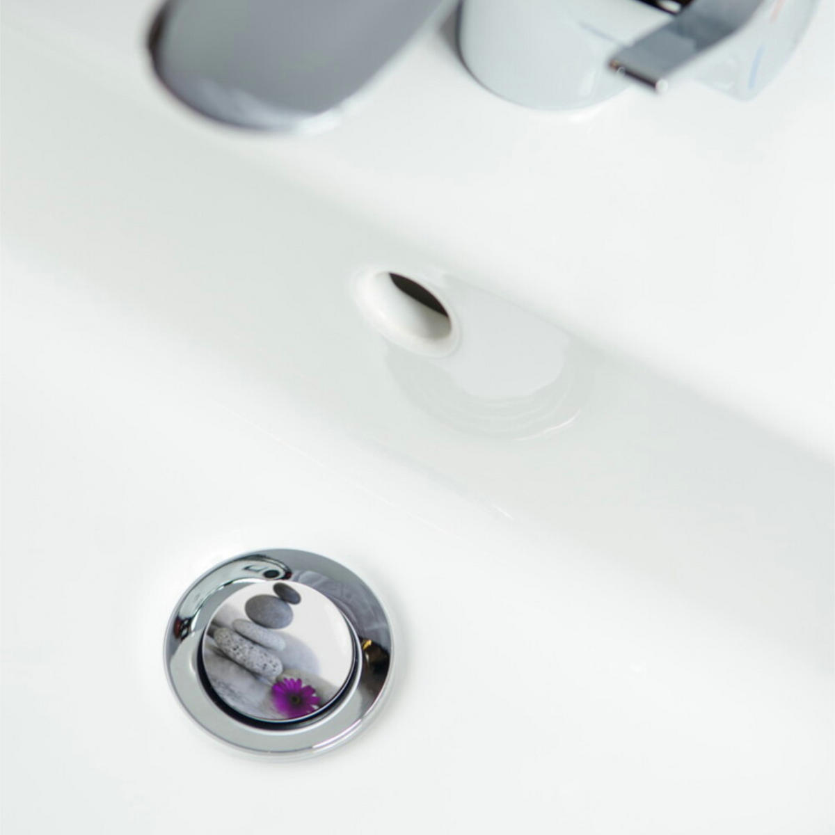 WASCHBECKENSTÖPSEL Energy Stones - Violett, Kunststoff/Metall (4/7/7cm) - Sanilo