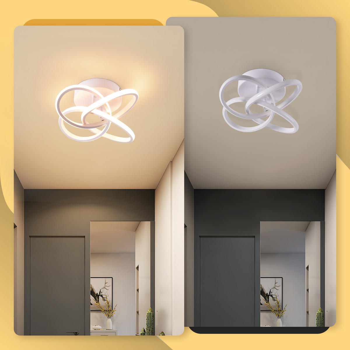 LED-DECKENLEUCHTE Linag 32/32/16 cm - Weiß, Metall (32/32/16cm) - ZMH