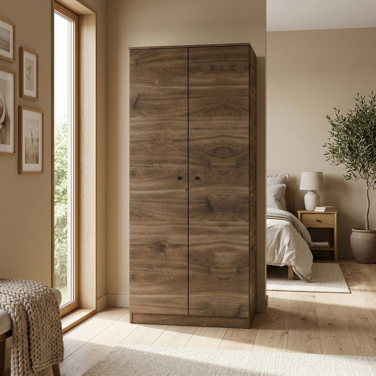 DREHTÜRENSCHRANK NESTOS 80/190/56cm 2-türig Braun - Braun, Holzwerkstoff (80/190/56cm) - MASSENO