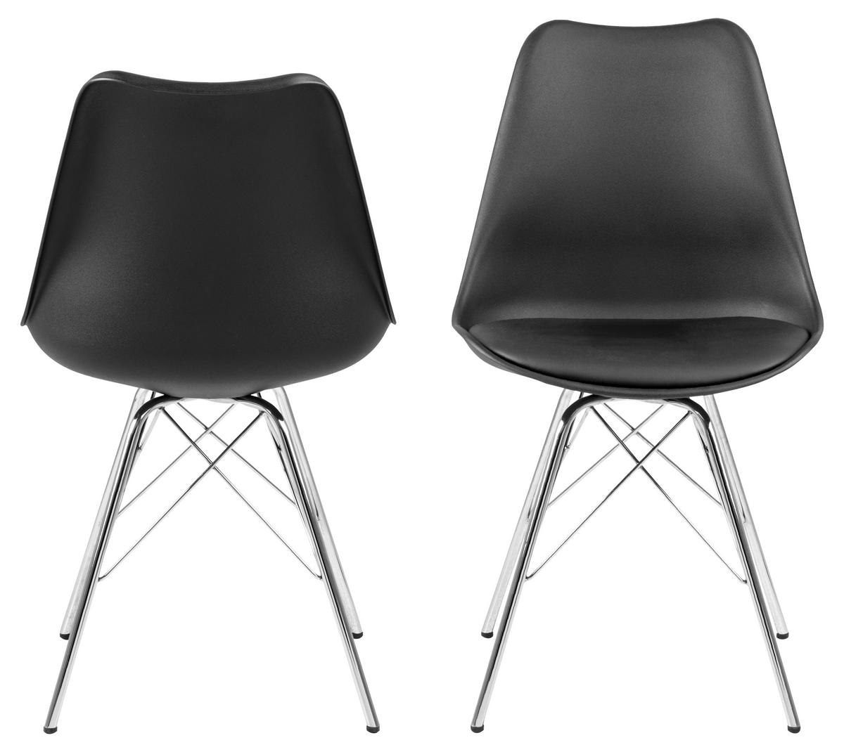 STUHL 4er-Set schwarz, Chrom - Schwarz, Holzwerkstoff (48/86/54cm) - ebuy24