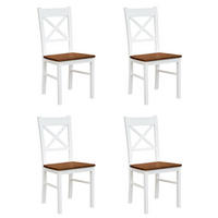 STÜHLE 4ER SET Belluno Elegante Kiefer weiß (RAL9010) lackiert / Kiefer gebeizt, Nussbaumfarben 43 / 44 / 93cm - Nussbaumfarben/Weiß, Holz/Holzwerkstoff (43/93/44cm) - Feldmann-Wohnen