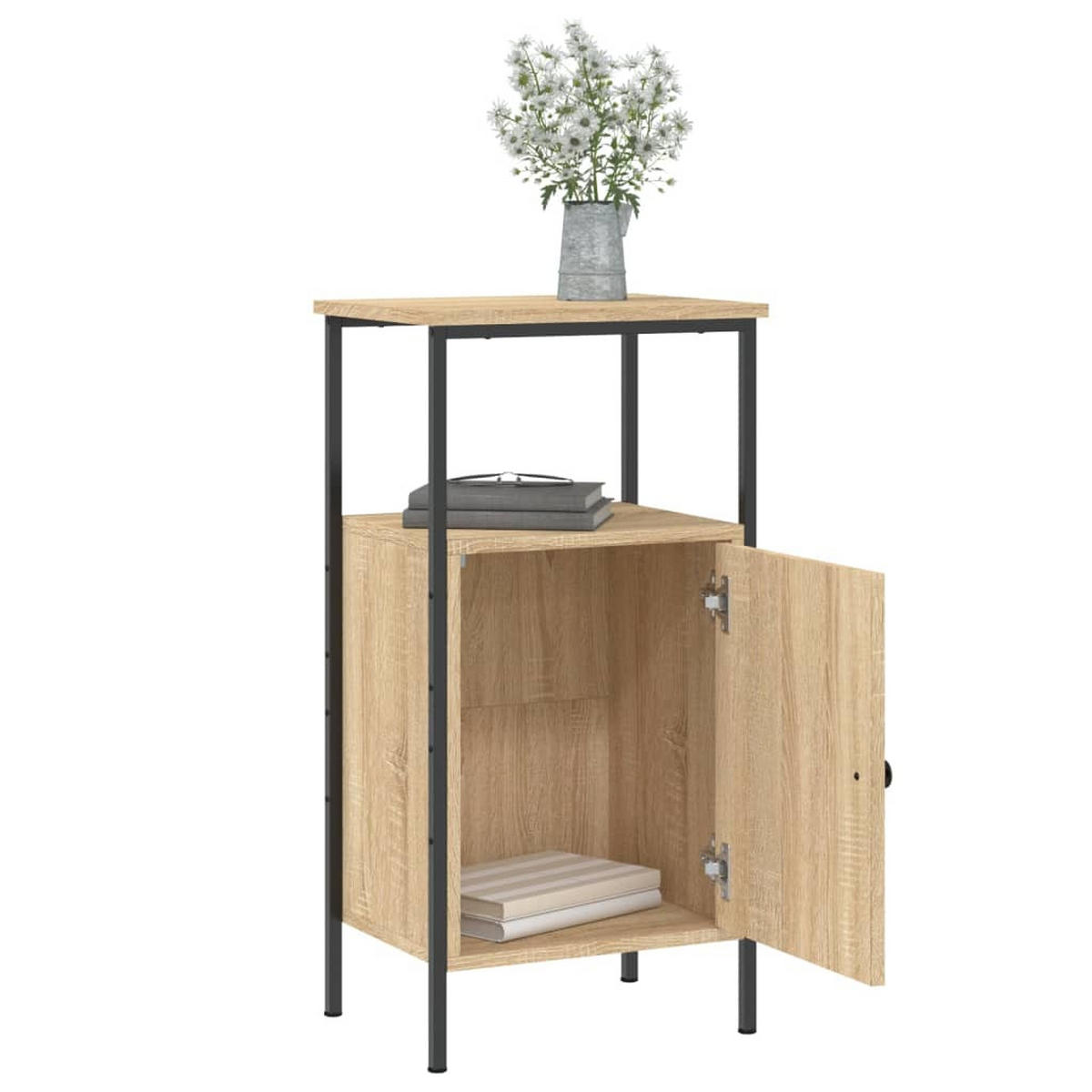 NACHTTISCH mit 4 verstellbaren Beinen 41/31/80 cm aus Holzwerkstoff in Sonoma-Eiche Dekor - Sonoma Eiche, Holz (41/80/31cm) - vidaXL