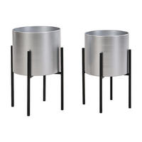 ÜBERTOPF 2er-Set - 23 cm, 25 cm x 23 cm, 25 cm - Metall - Silberfarben - EDMEE - Silberfarben, Metall (23/39/23cm) - Vente-Unique