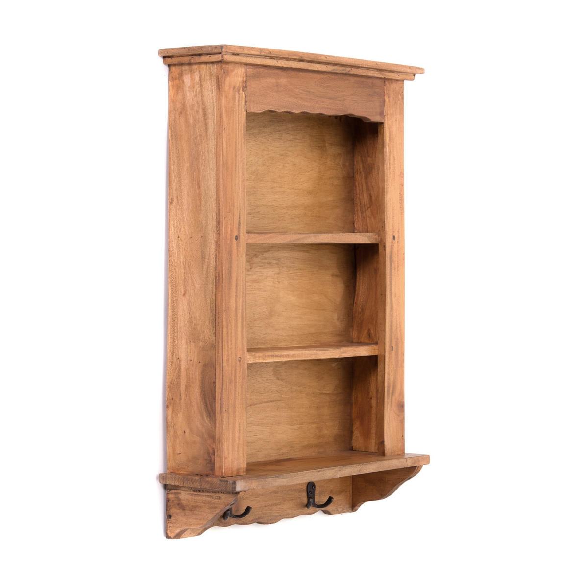 WANDREGAL Country Mahagoni Massivholz, 3 Ebenen, 4 Haken naturfarben - Naturfarben, Holz (45/68/13cm) - DESIGN DELIGHTS