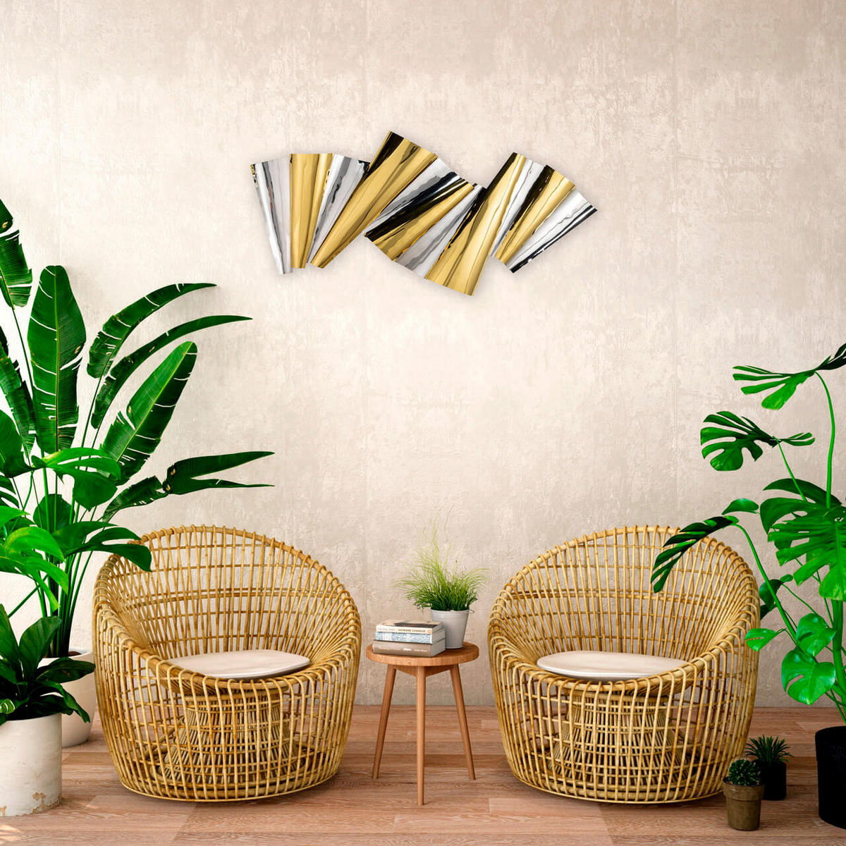 WANDDEKO Gold 120/60 cm - Silberfarben/Goldfarben, Metall (3.6/60/8cm) - KUNSTLOFT