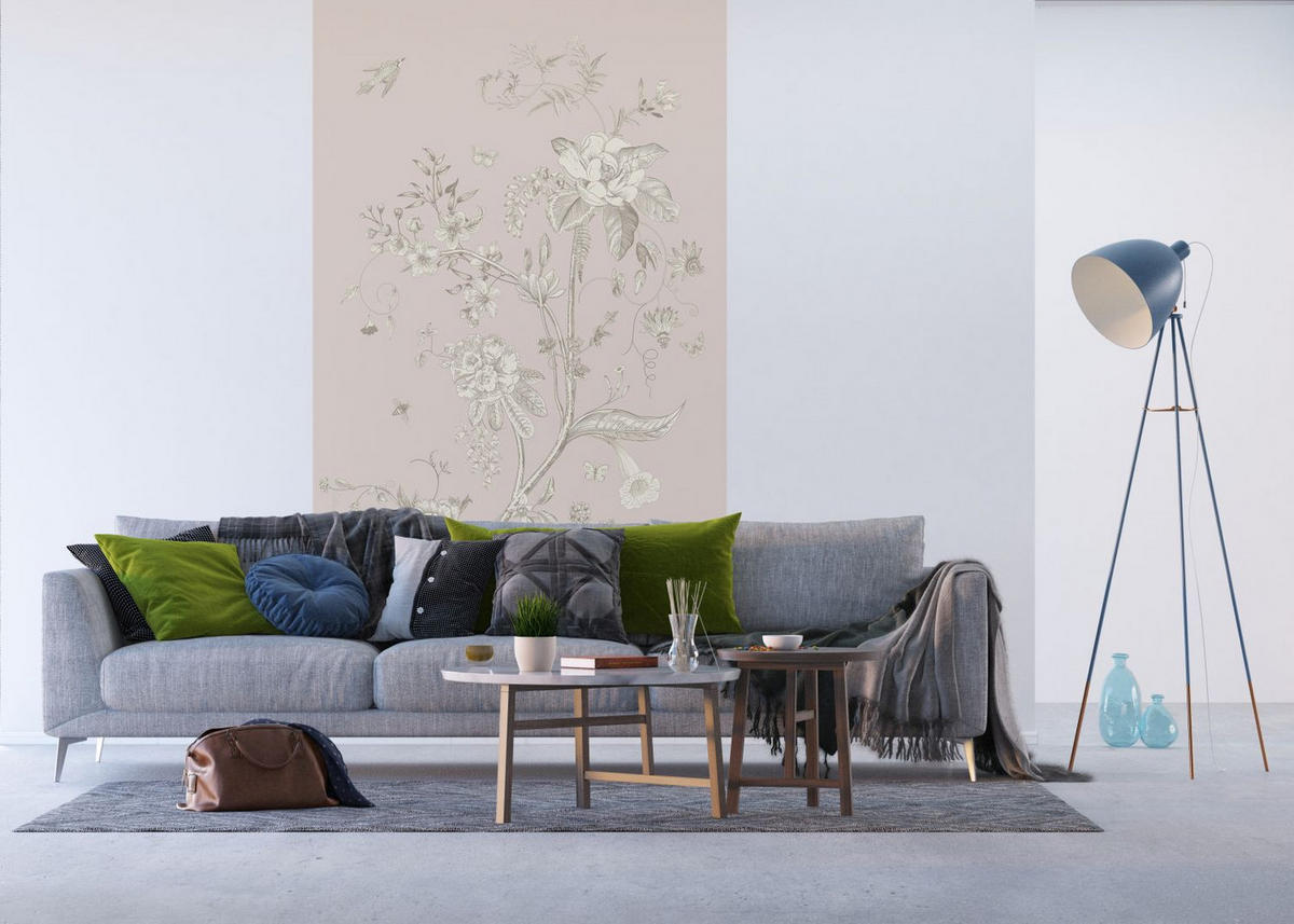 FOTOTAPETE Blumenmuster 270 x 150 cm - Beige, Papier (270/150cm) - Sanders & Sanders