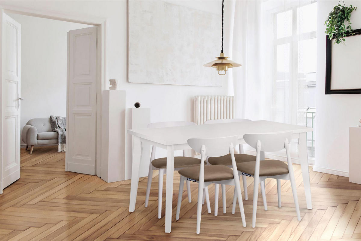ESSTISCH RHENA ausziehbar bis 190cm, Weiß - Weiß, Holz (150/77/80cm) - KONSIMO®