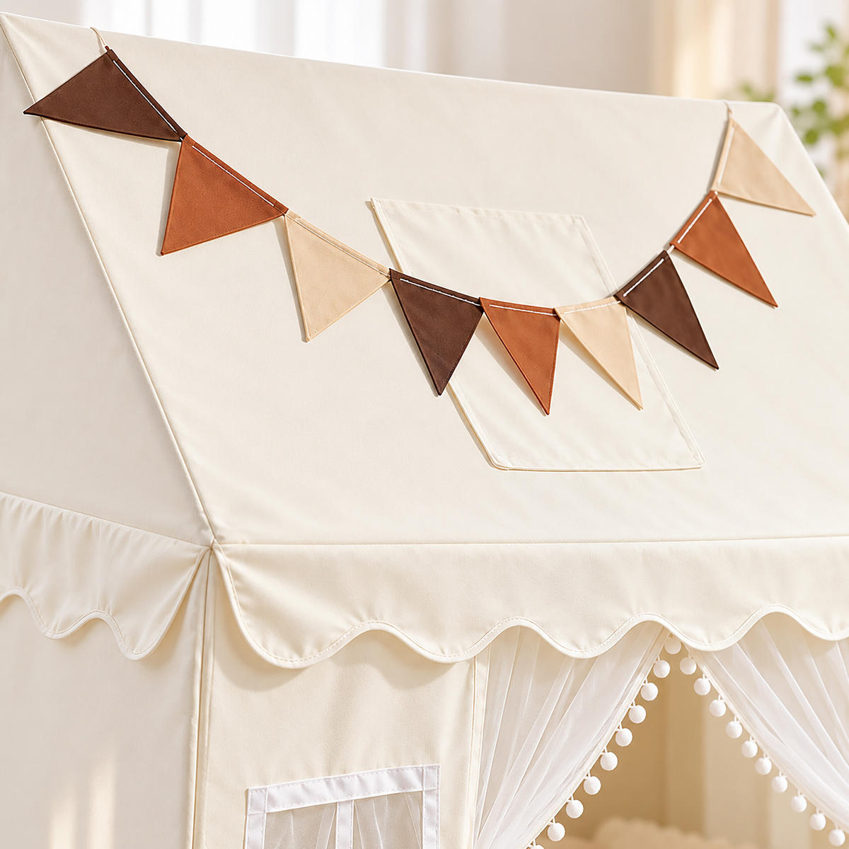 STAN Béžový dětský s girlandou - béžová, kov/textil (125/95cm) - Relaxdays