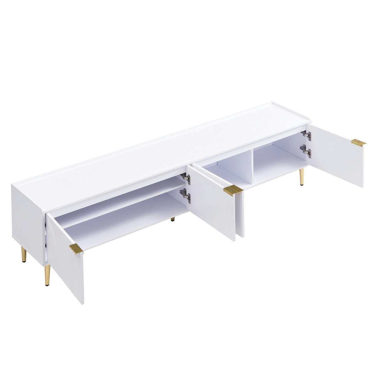 TV-LOWBOARD aus MDF 170x35x47,5 cm Weiß mit Kabeldurchführung und viel Stauraum - Weiß, Holzwerkstoff (170/47.5/35cm) - Modfu