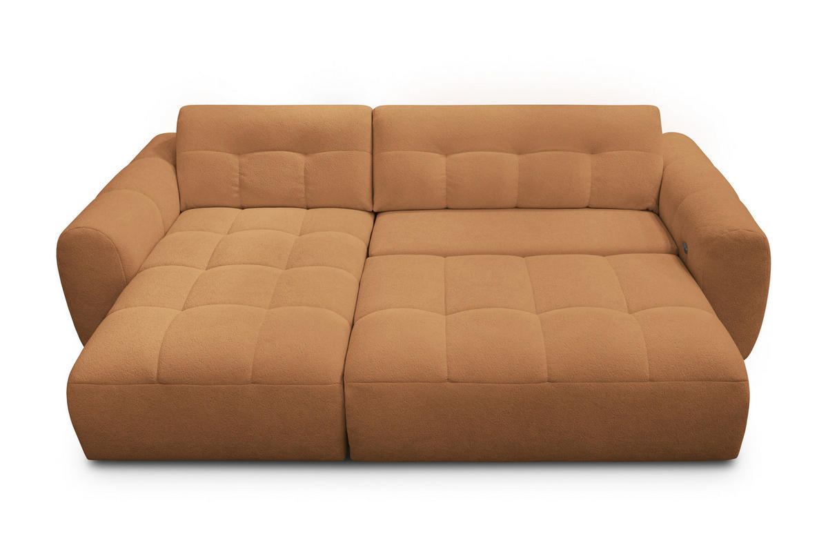 ECKSOFA LUMERO 4-Sitzer LINKS, orange - Schwarz/Orange, Holz/Textil (275/166cm) - Courtois Laville