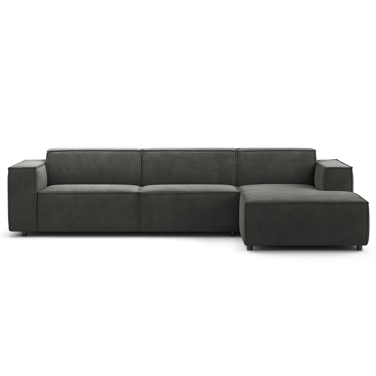 ECKSOFA mit Longchair - Schwarz/Grau, Kunststoff/Textil (294/177cm) - home24