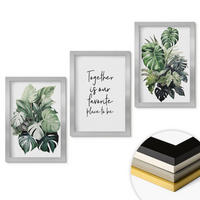 WANDBILDER 3er Set - 20x30 cm Silberner Rahmen - Grüne Blätter tropischer Pflanzen - Silberfarben, Kunststoff (20/30cm) - ArtPrintCave