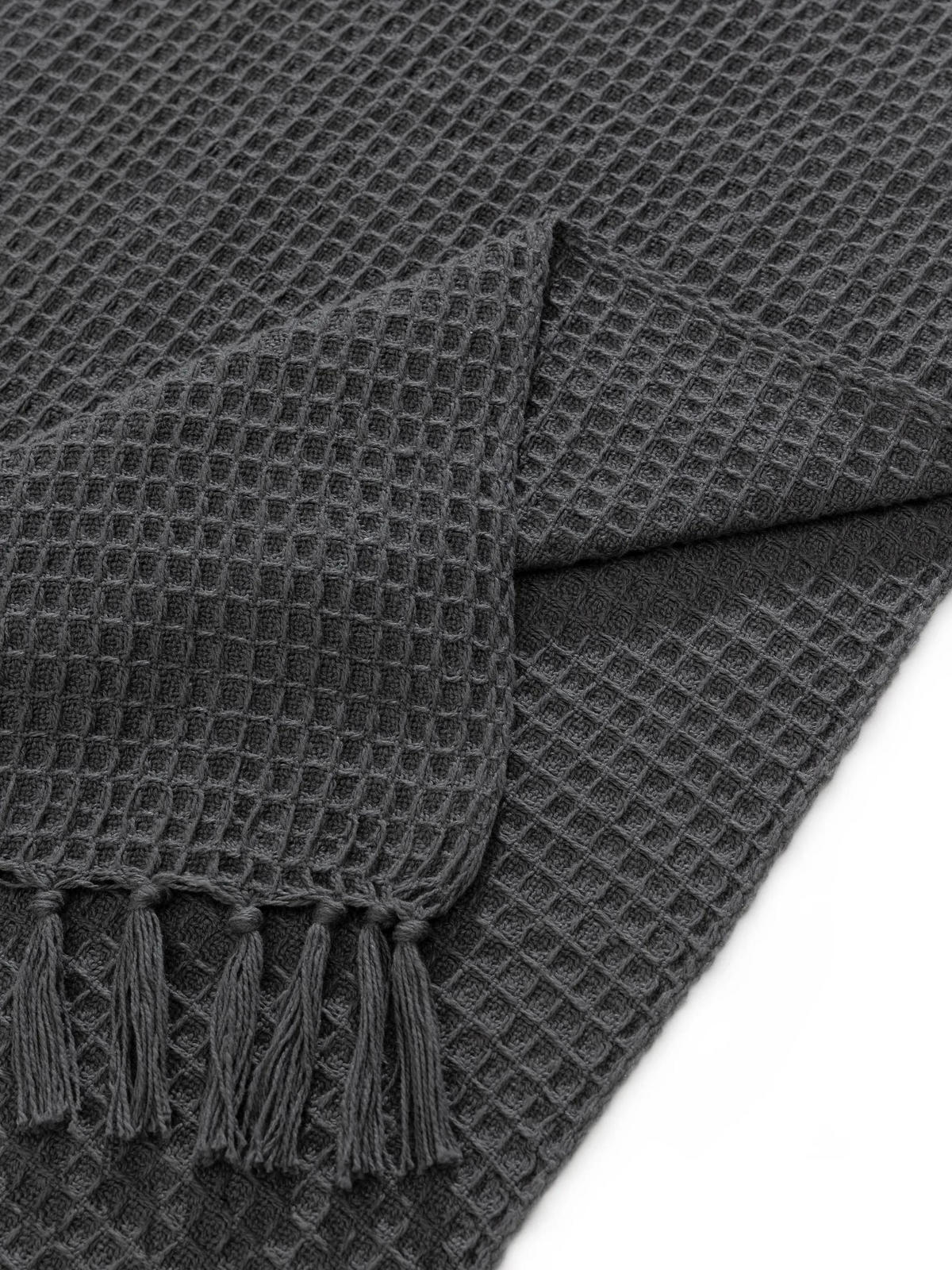 BAUMWOLLDECKE Amalia Dunkelgrau 125x150 cm - Dunkelgrau, Textil (125/150cm) - benuta Pure