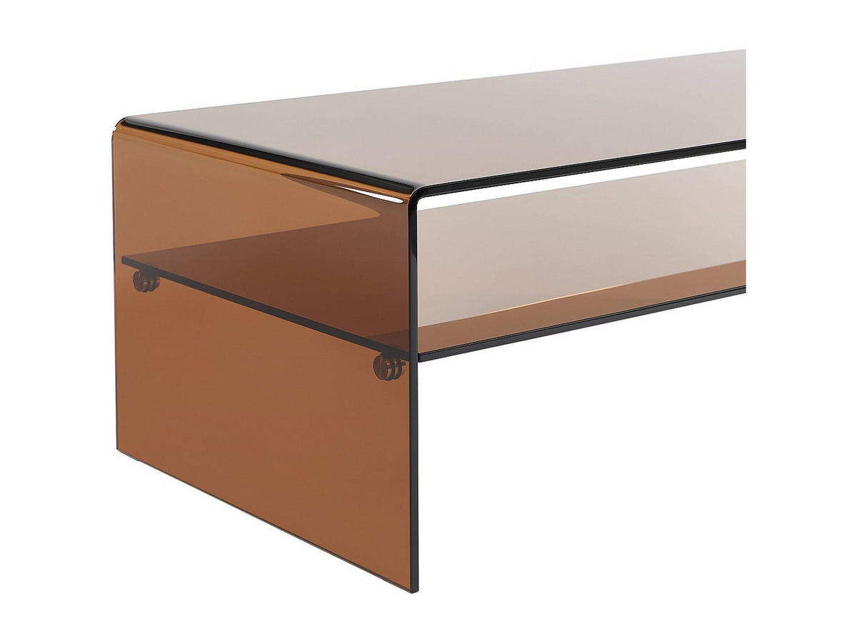 COUCHTISCH doppelt - Sicherheitsglas - Braun - STILEOS - Braun, Glas (120/60/43cm) - Vente-Unique