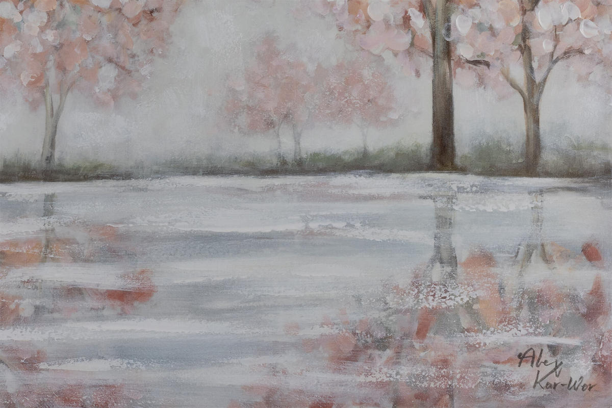 ACRYLBILD HANDGEMALT 100/75 cm - Pink/Grau, Holz/Textil (1.8/75cm) - KUNSTLOFT