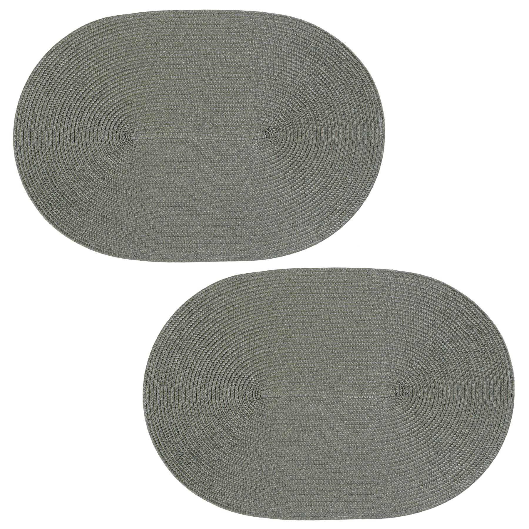 PLATZSET 2er Set Polypro Grau oval 45x30 cm Tischset - Grau, Kunststoff (30/45cm) - TiborTex