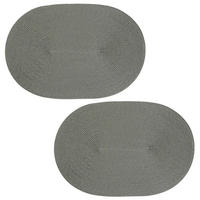 PLATZSET 2er Set Polypro Grau oval 45x30 cm Tischset - Grau, Kunststoff (30/45cm) - TiborTex