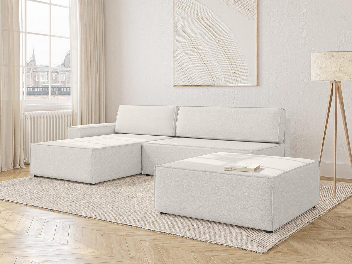 ECKSOFA Lummo La mit Schlaffunktion, Cremeweiß - Weiß, Textil (363/185cm) - Fedve