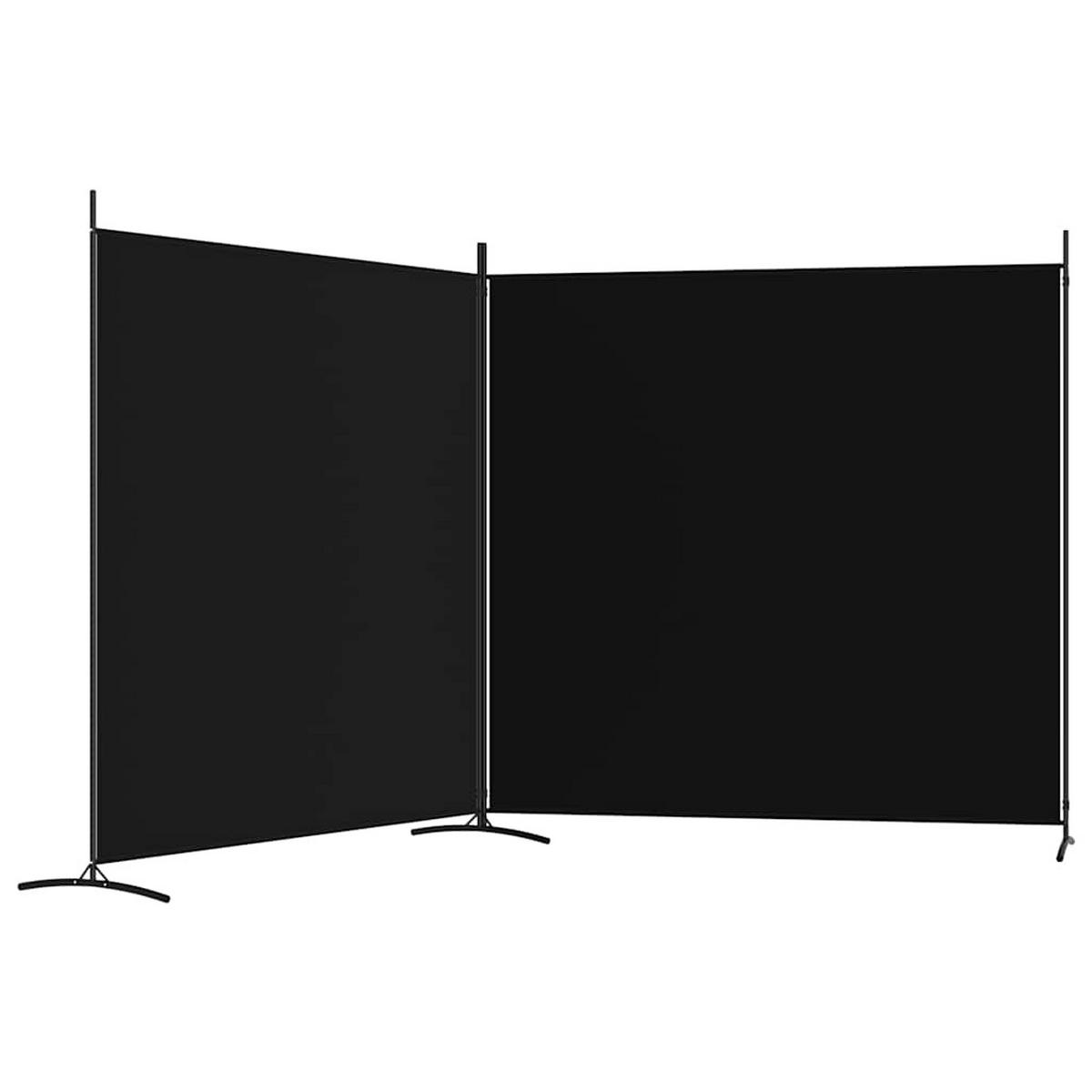 PARAVENT 2-teilig Schwarz 348/180 Cm Stoff - Schwarz, Textil (348/180/0.1cm) - vidaXL