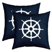 KISSENBEZUG 2er Set 40 x 40 cm Marineblau Ruder Motiv - Dunkelblau, Textil (40/40cm)