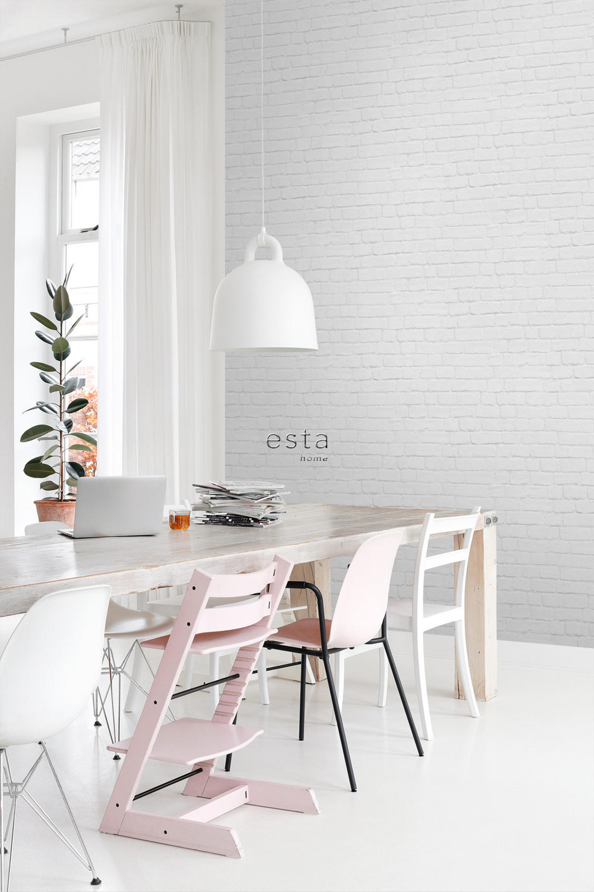 TAPETE Backstein-Optik 53 cm x 10.05 m - Grau, Papier (53/1000cm) - ESTAhome