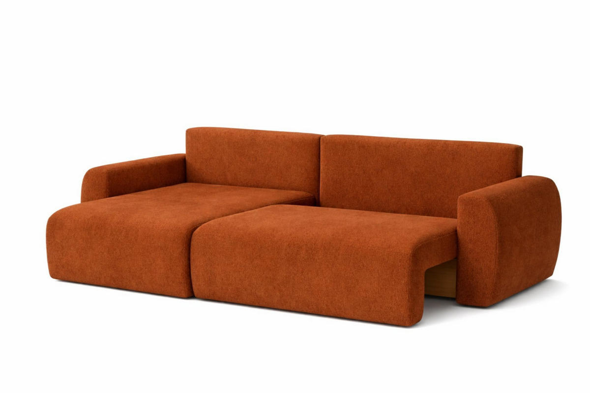 ECKSOFA Mit Schlaffunktion, Ariel XL, Velours, Stoff Salvador, Braun, Links - Braun, Holz (280/142cm) - Kaiser Möbel