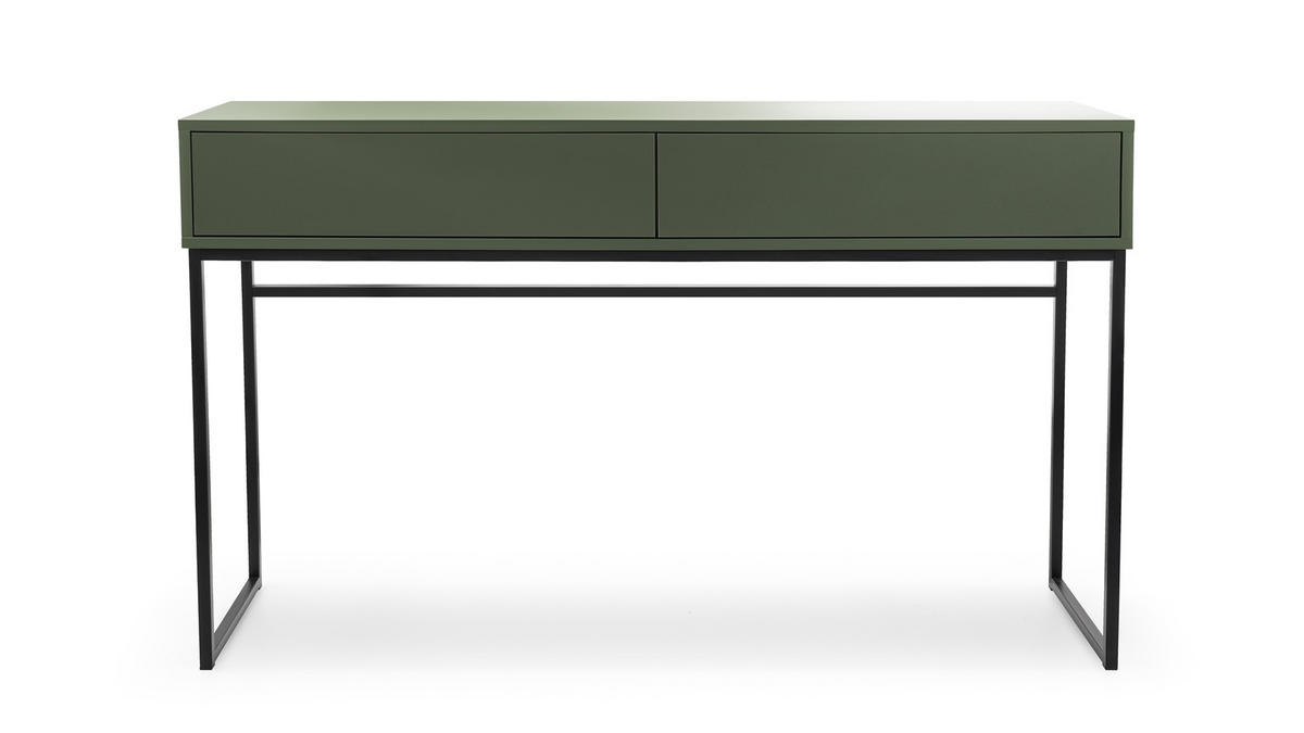 SCHMINKTISCH GENUA Flaschengrün, Schwarzes Gestell, Grifflos - Grün, Holzwerkstoff (37/137/83cm) - Bettso