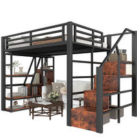 HOCHBETT 140/200 cm Schwarz aus Metall und MDF mit LED-Lichtleiste - Schwarz, Holzwerkstoff (140/200cm) - OKMYHOME