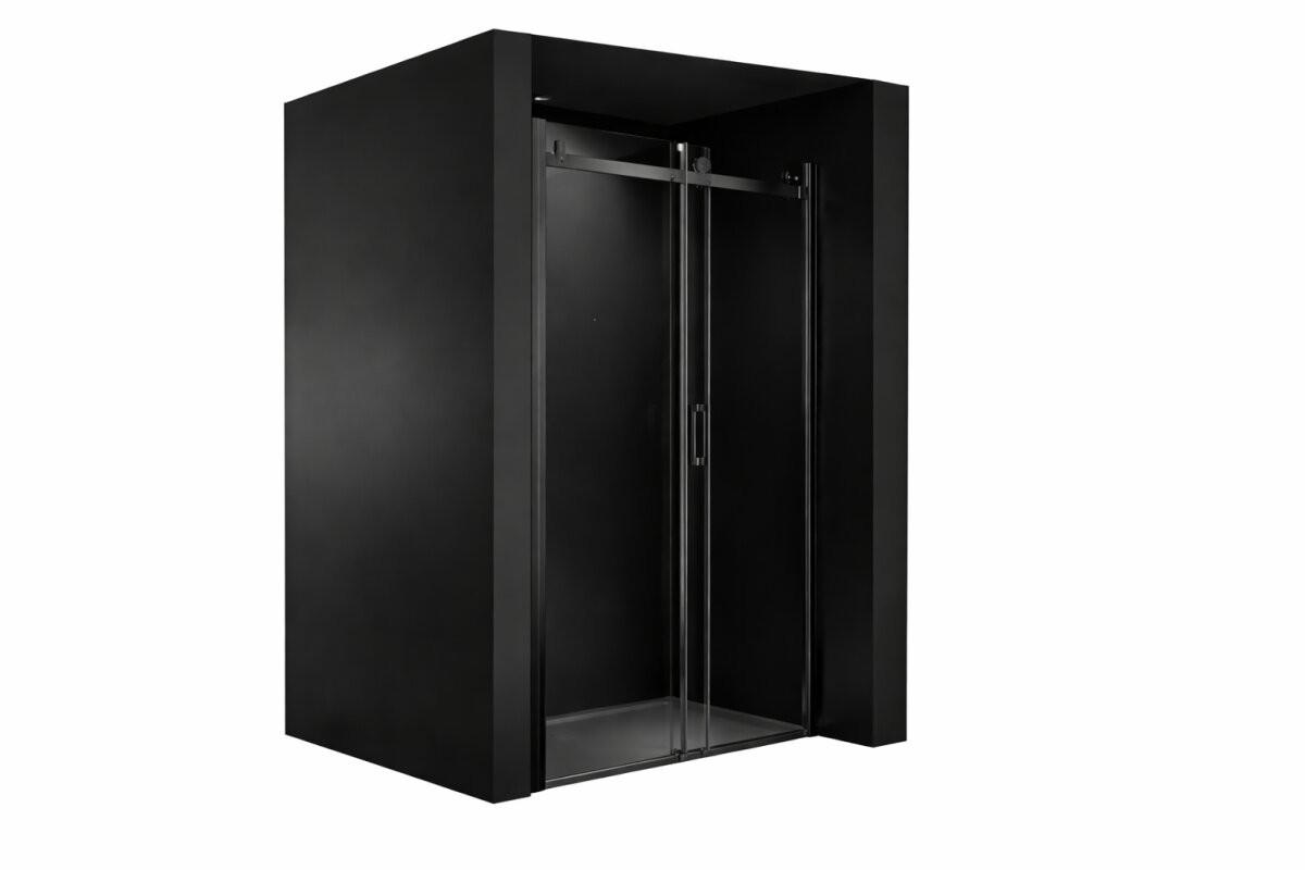 DUSCHKABINE Victoria 130x195 cm Schiebetür Schwarz - Schwarz, Glas (1/130/195cm) -  Glaswerk Westfalen