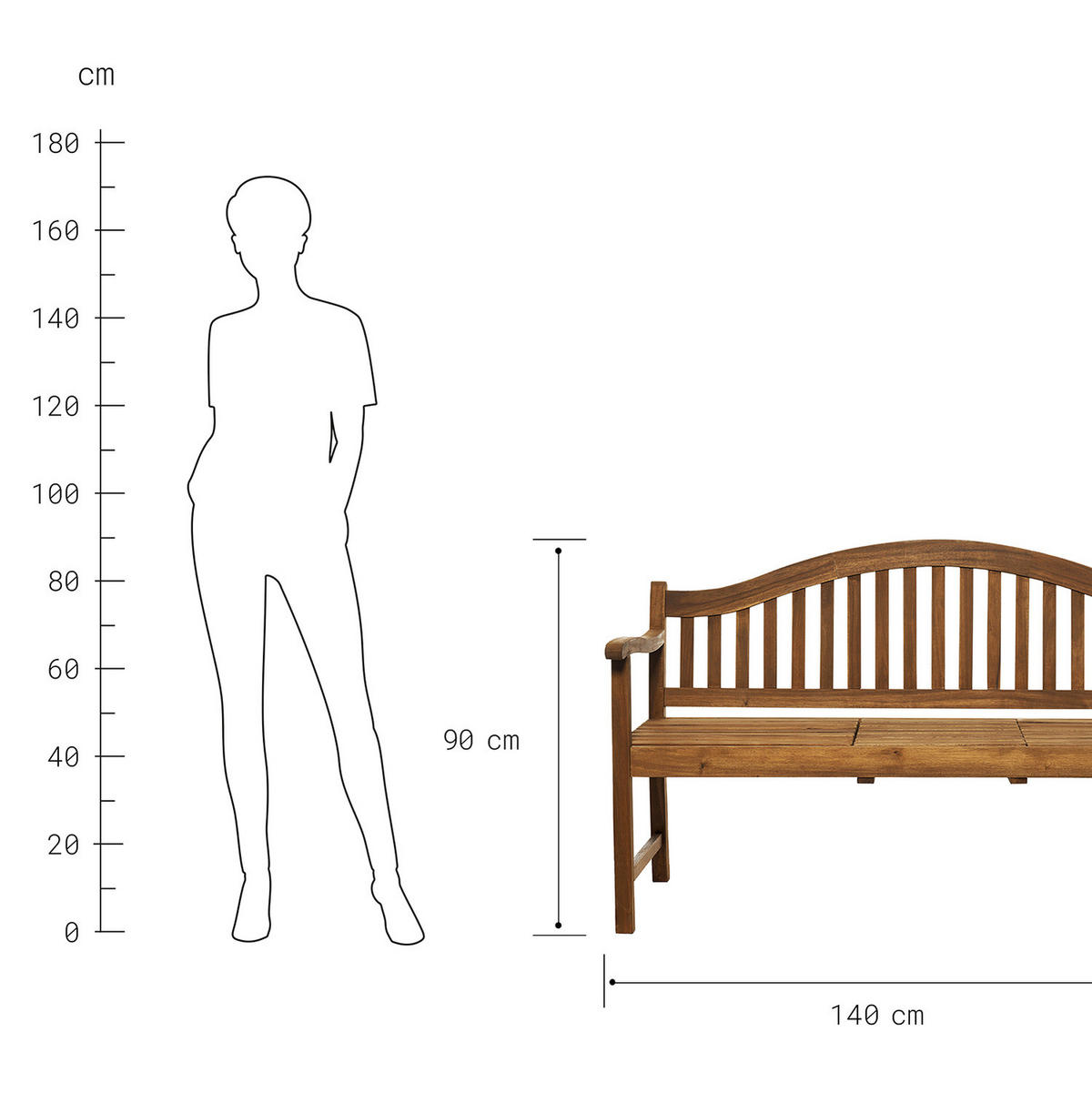 GARTENBANK Banquette - Braun, Holz (140/90/63cm) - Butlers