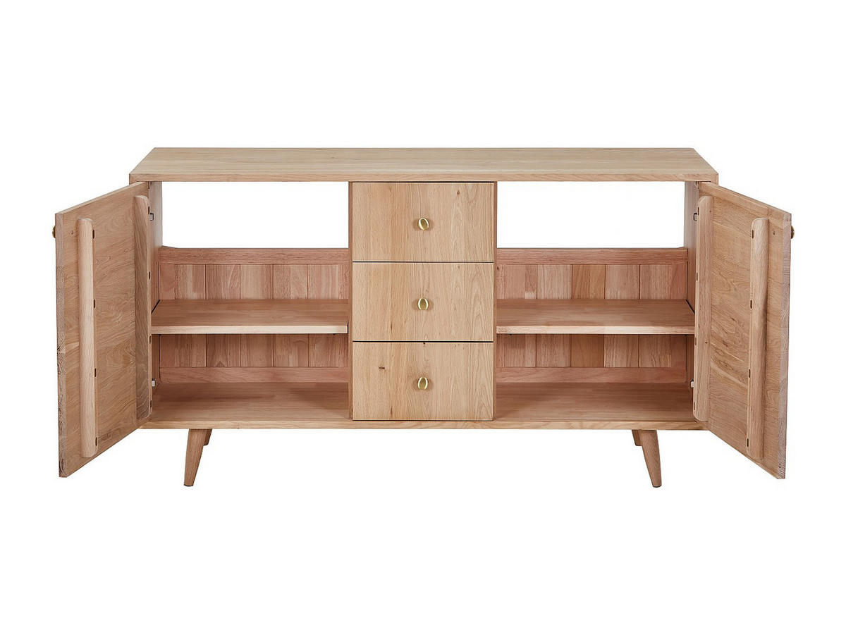 WASCHBECKENUNTERSCHRANK - 145cm x 50.5cm - Massivholz - naturfarben hell - ZARENO - Naturfarben, Holz (145/80/50.5cm) - Vente-Unique