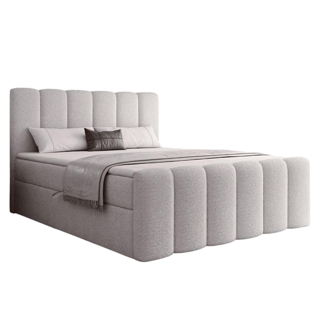 BOXBETT mit Topper 200x200 Grau BUBBLE - Grau, Holzwerkstoff (200/200cm) - Compleo24