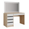 SCHMINKTISCH Sherry Weiß/Sonoma 120 cm mit LED-Spiegel - Weiß/Sonoma Eiche, Holzwerkstoff (120/75/55cm) - Vicco