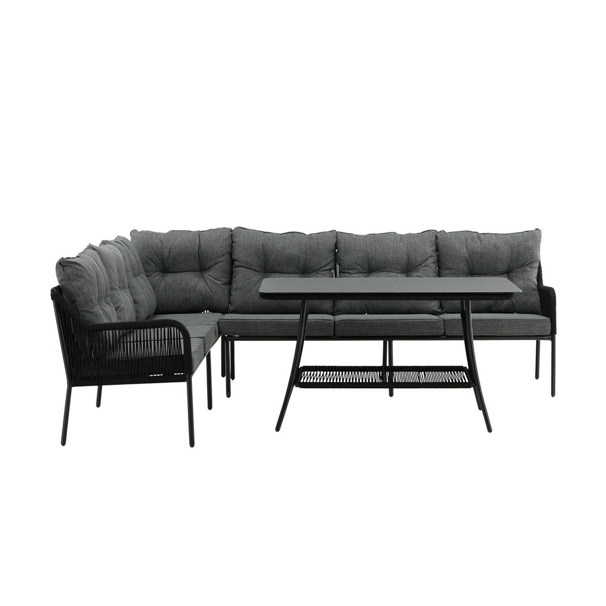 LOUNGEGRUPPE - 2-teilig - Schwarz - Stahl - 193 x 70 x 64 cm - Schwarz, Metall - home24