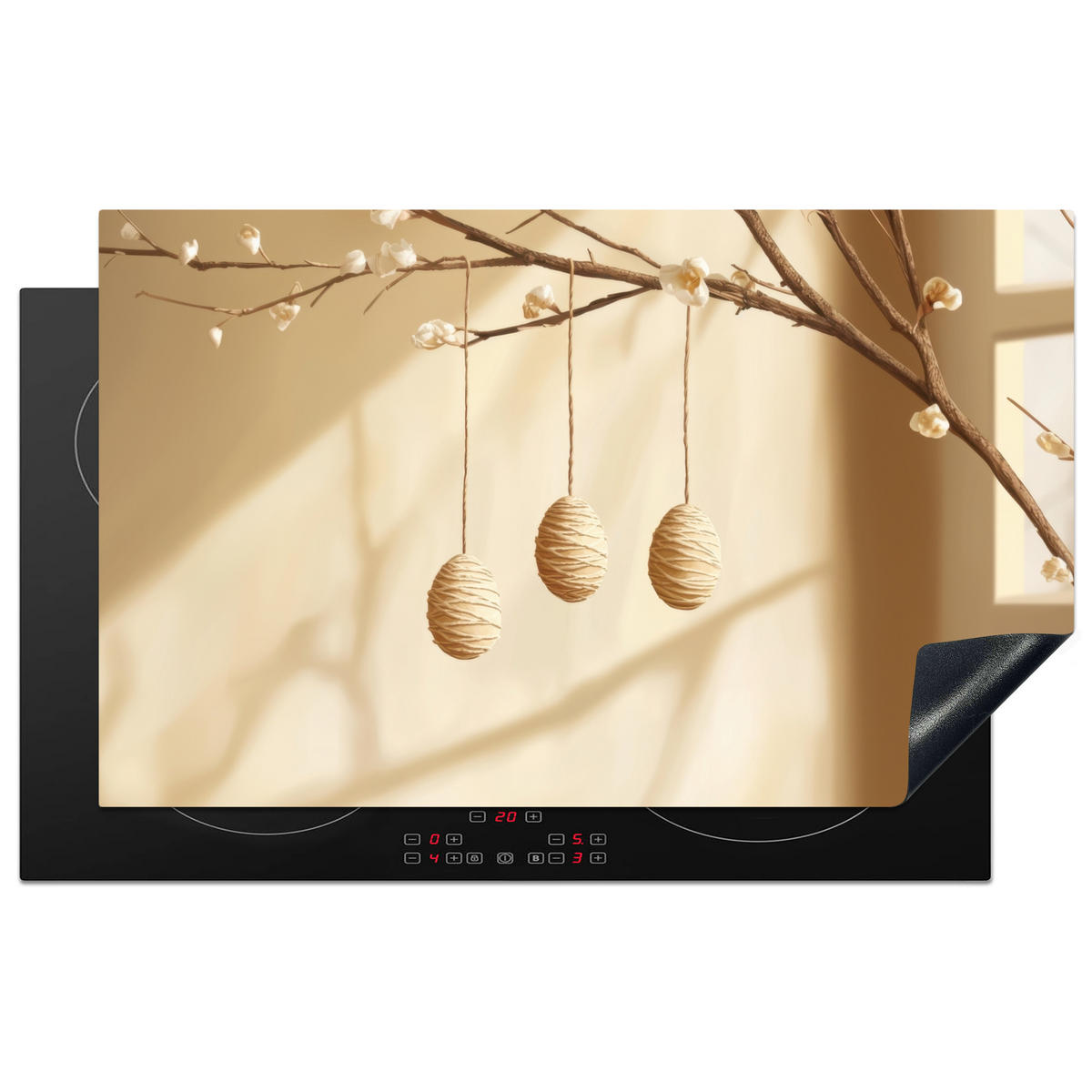 HERDABDECKPLATTE Beige - Osterkuchen - Eier Induktionsmatte 83x51 cm - Beige, Kunststoff (83/51.5/0.2cm) - MuchoWow