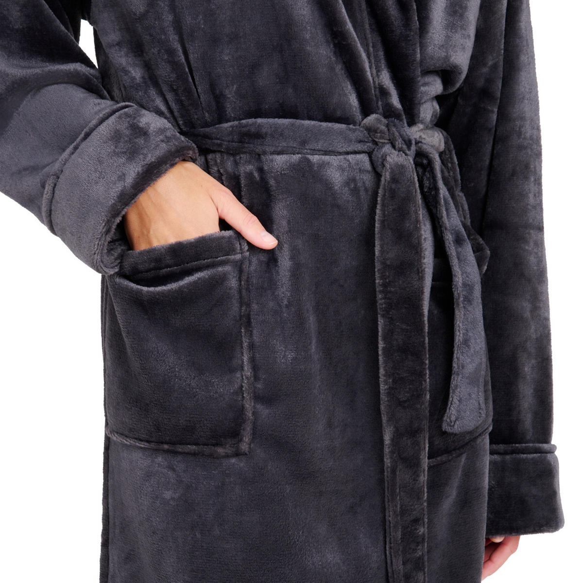 BADENMANTEL Damen & Herren XS - mit gefütterter Kapuze aus 100% Baumwolle, Anthrazit - Anthrazit, Textil (XSnull) - Blumtal