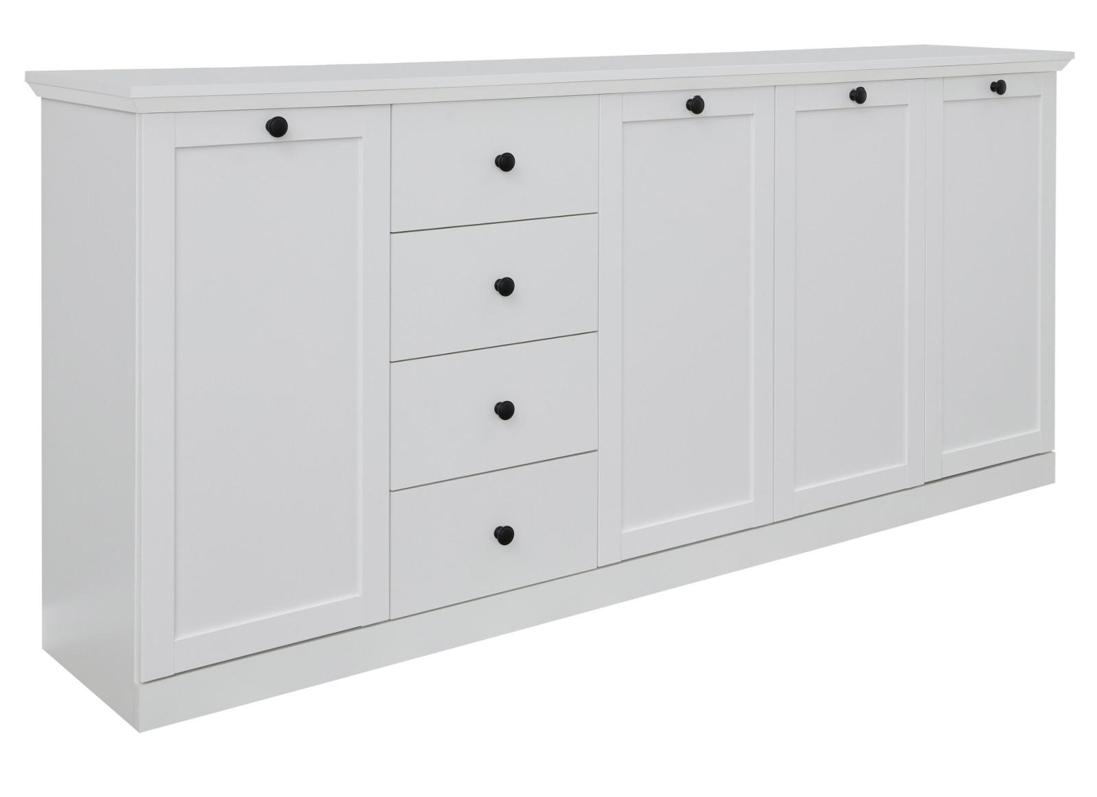 SIDEBOARD weiß, 195 x 88 cm Kommode im Landhausstil - Silberfarben/Weiß, Holzwerkstoff/Metall (195/88/41cm) - Top.Furn