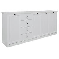 SIDEBOARD weiß, 195 x 88 cm Kommode im Landhausstil - Silberfarben/Weiß, Holzwerkstoff/Metall (195/88/41cm) - Top.Furn